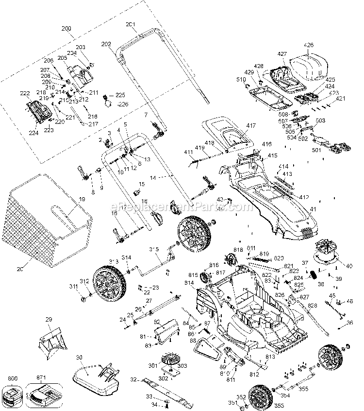 Black and Decker CM2060CSE (Type 1) 60v Max 20 In Powerswap Mower Power Tool Page A Diagram